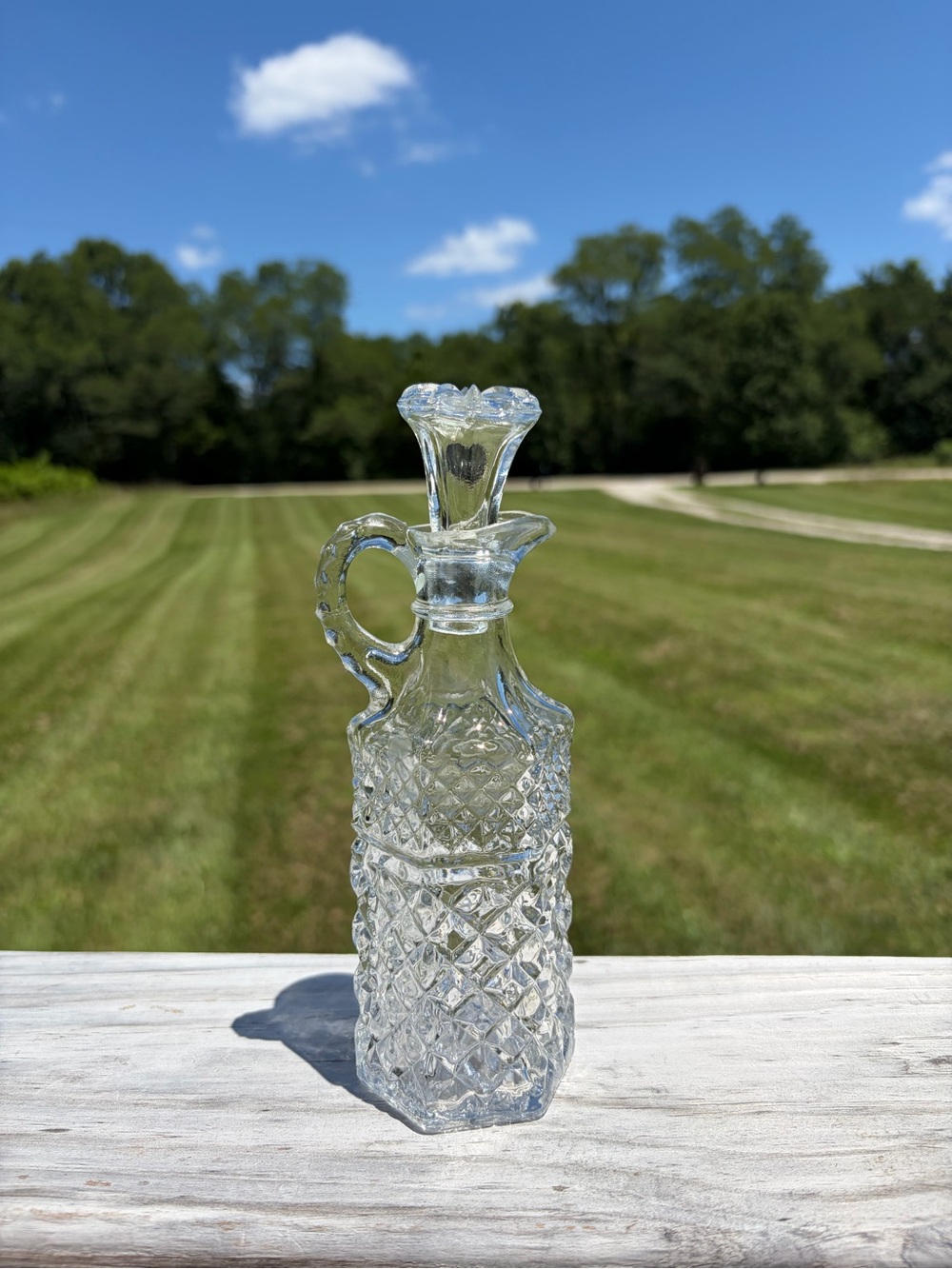 Vintage Cruet Anchor Hocking Wexford Glass Bottle with Stopper